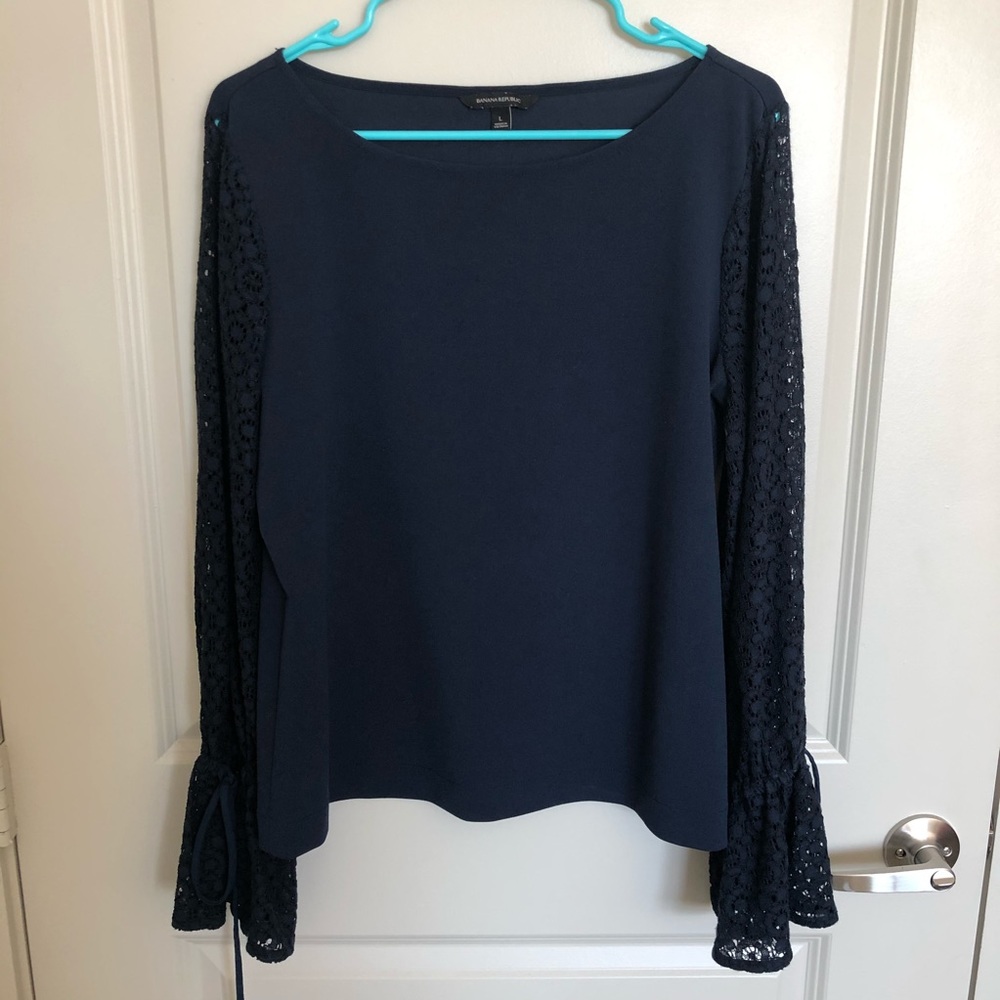 Banana Republic Lace Sleeve Shirt